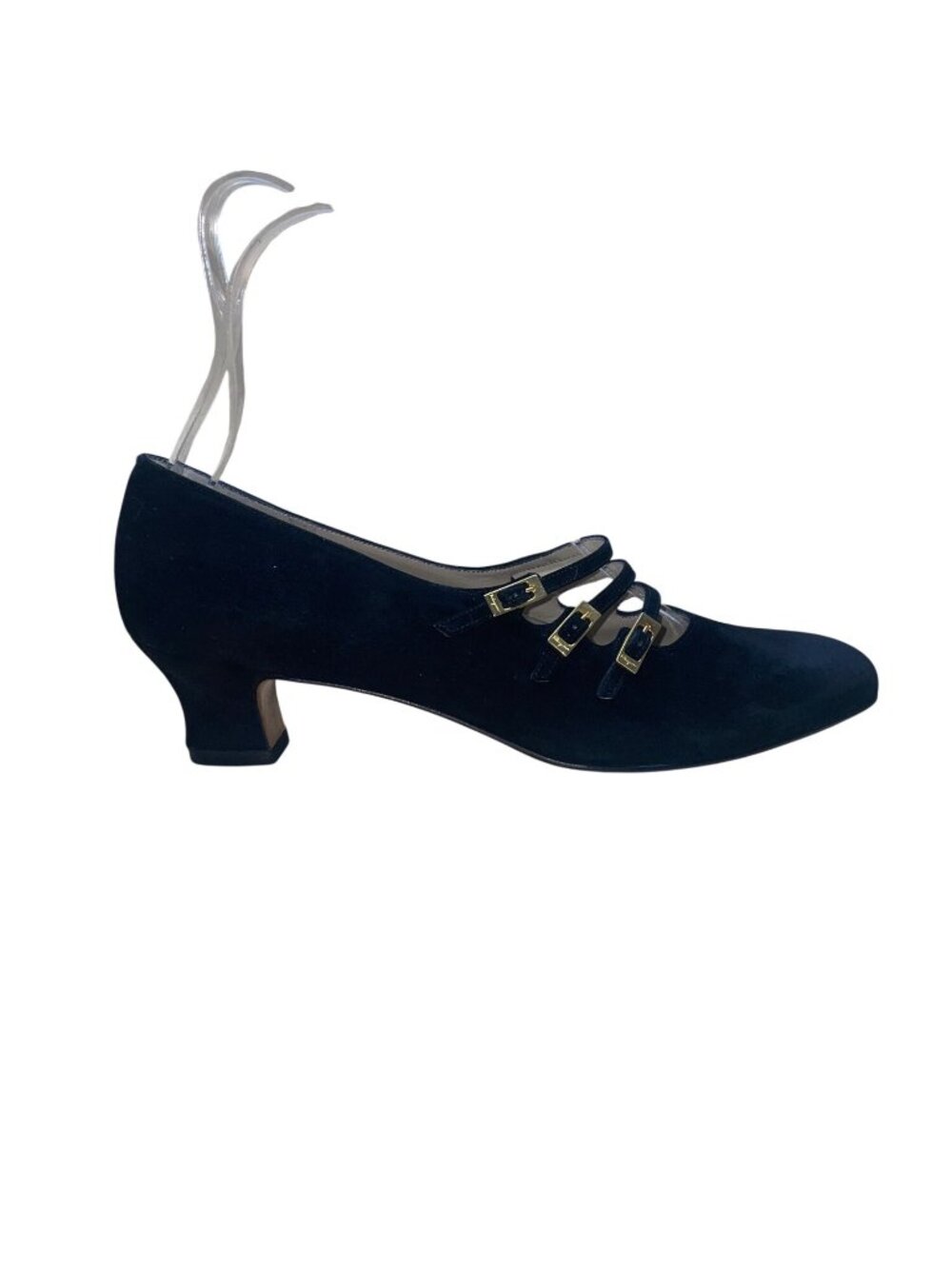 Salvatore Ferragamo Women’s Black Suede Strapped Low Heel Pumps Size 9.5AA